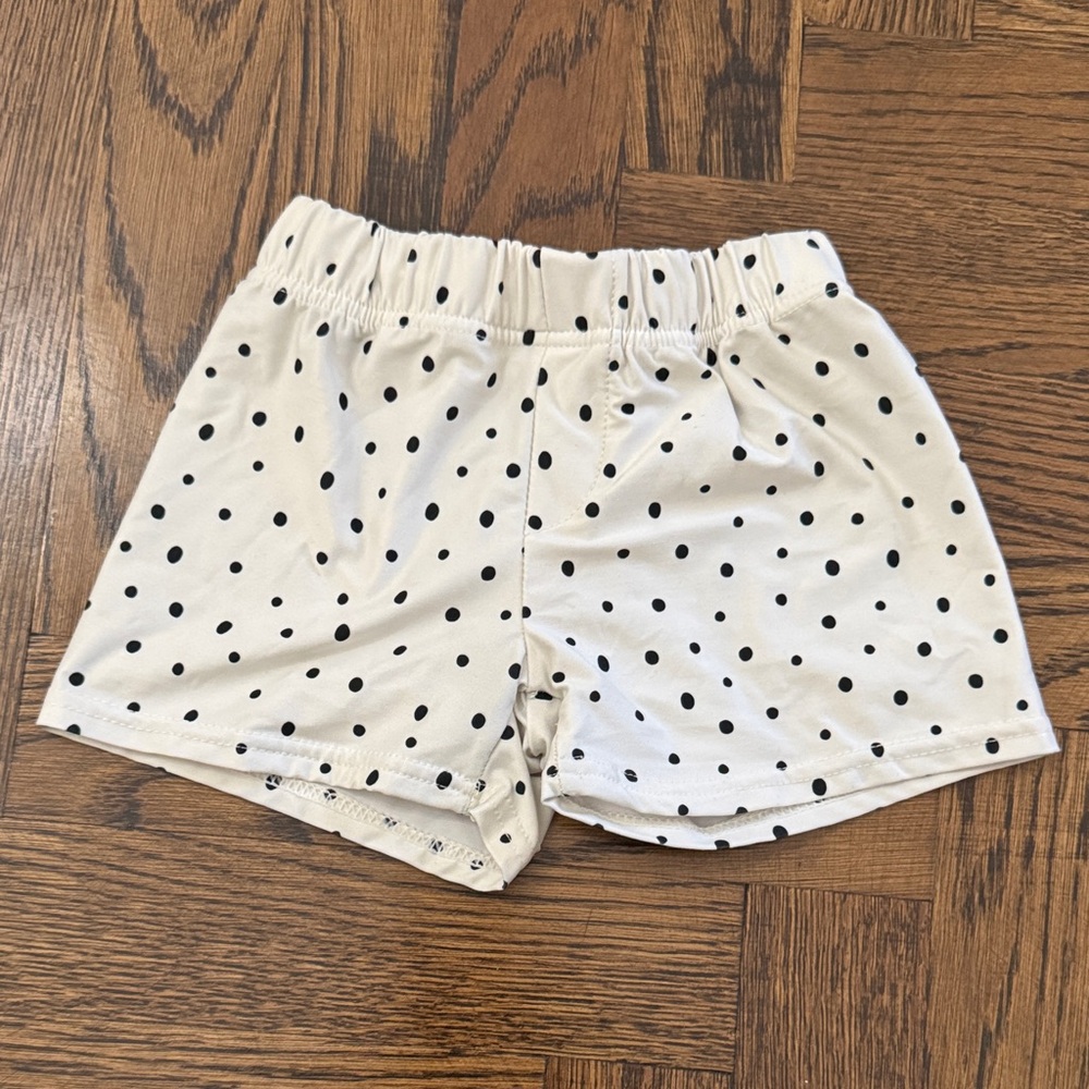 Kids Polka Dot Swim Trunks - Cream and Black